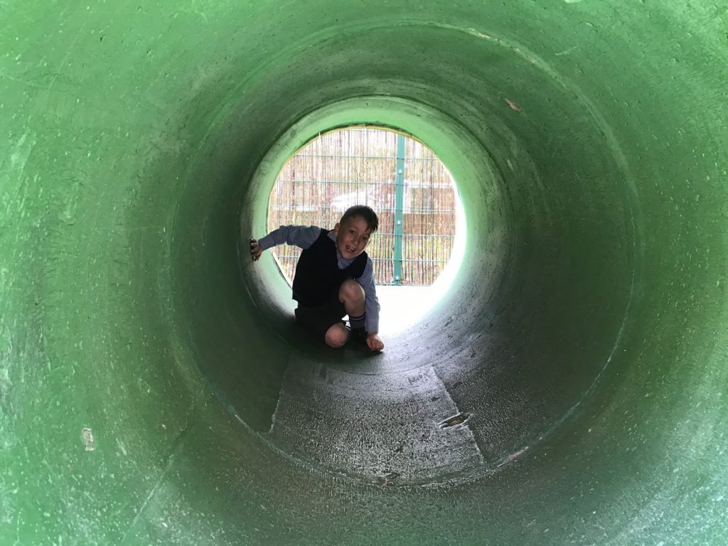 boy in a tunnel